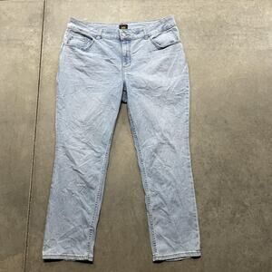 Lee Jeans Womens 18W Plus Light Wash Stretch Denim Straight Leg 5 Pocket